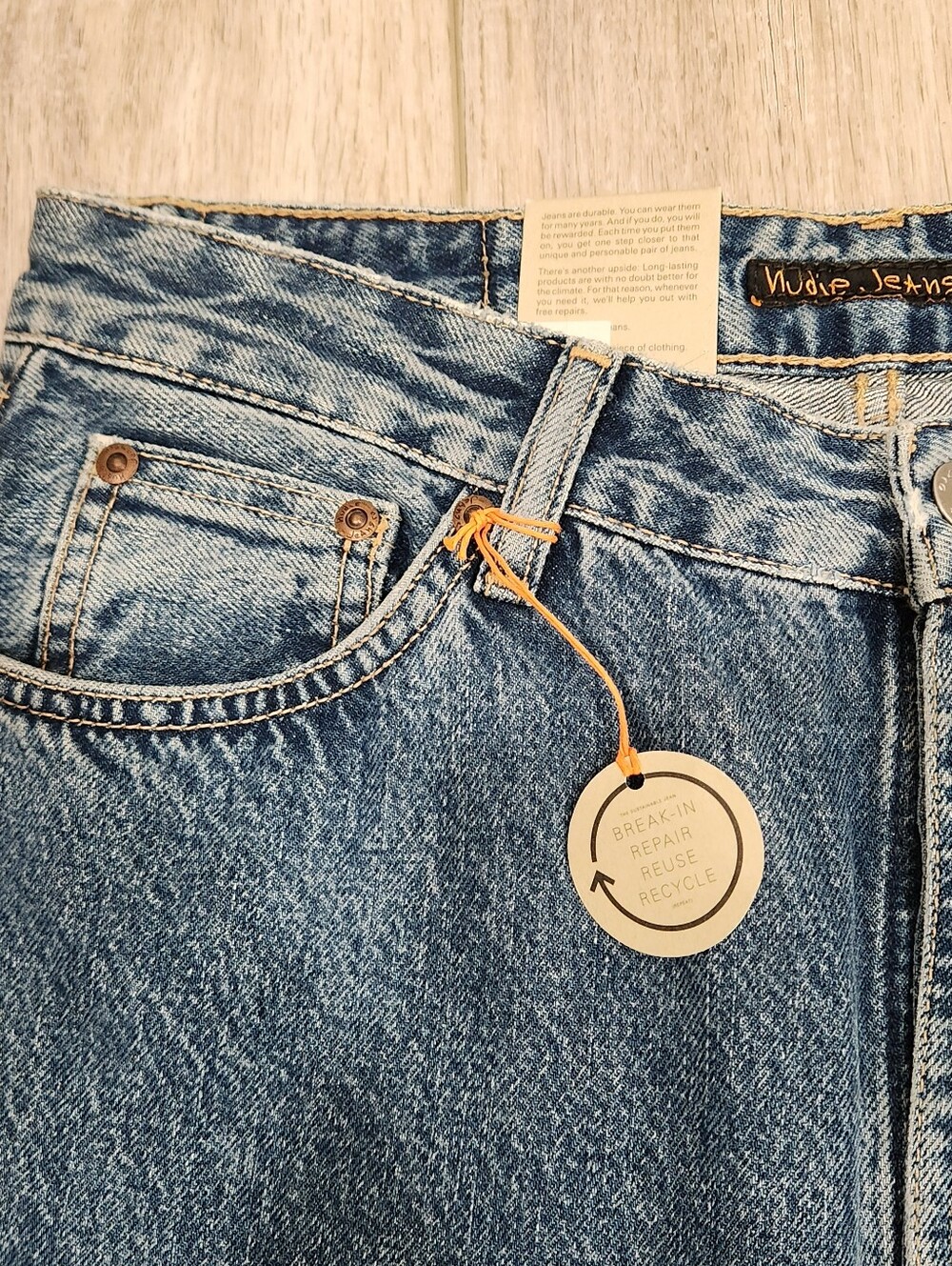 NWT Nudie Jeans Lofty Lo Wavy Blues High Rise Straight Leg Jeans W30 L34